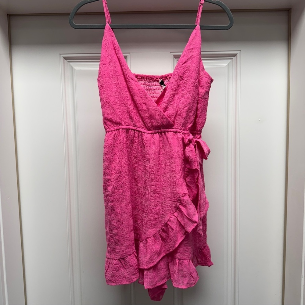 Pink Ruffled Side Tie Romper - Picture 7 of 15